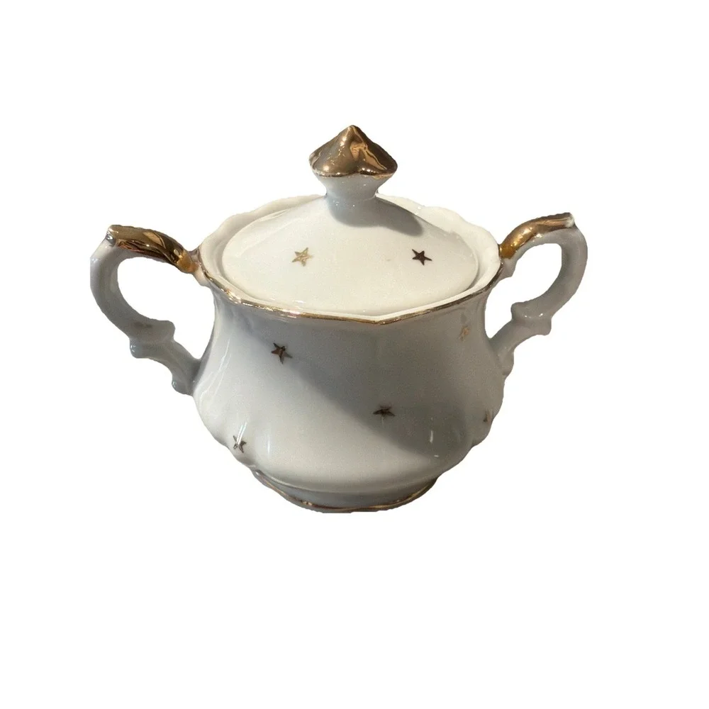 Vtg  Lefton Order of the Eastern Star 1950s Porcelain Sugar Bowl Gold‎ Trim
